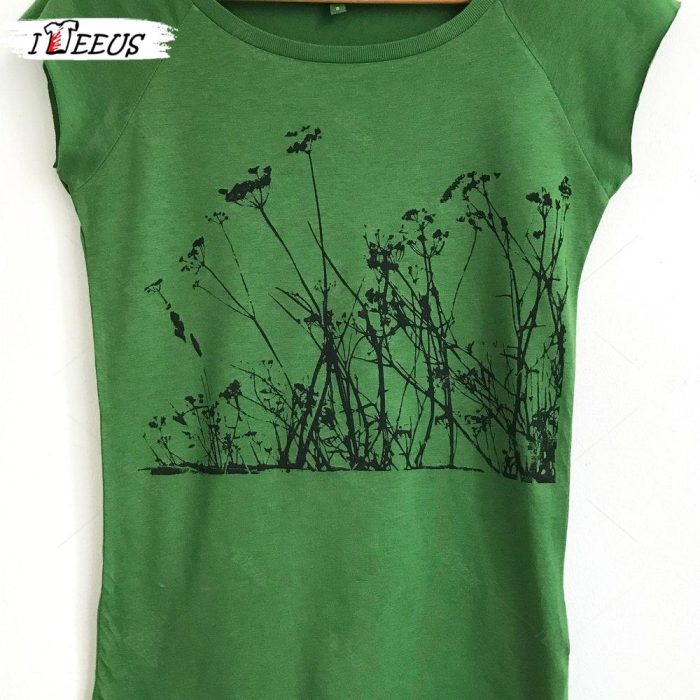 Flower T shirt Wild Meadow Women Bamboo Ethical Tunic Meadow Plants 1